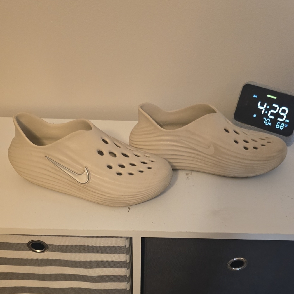 Nike Cream Slip-On Shoes with Silver Logo
